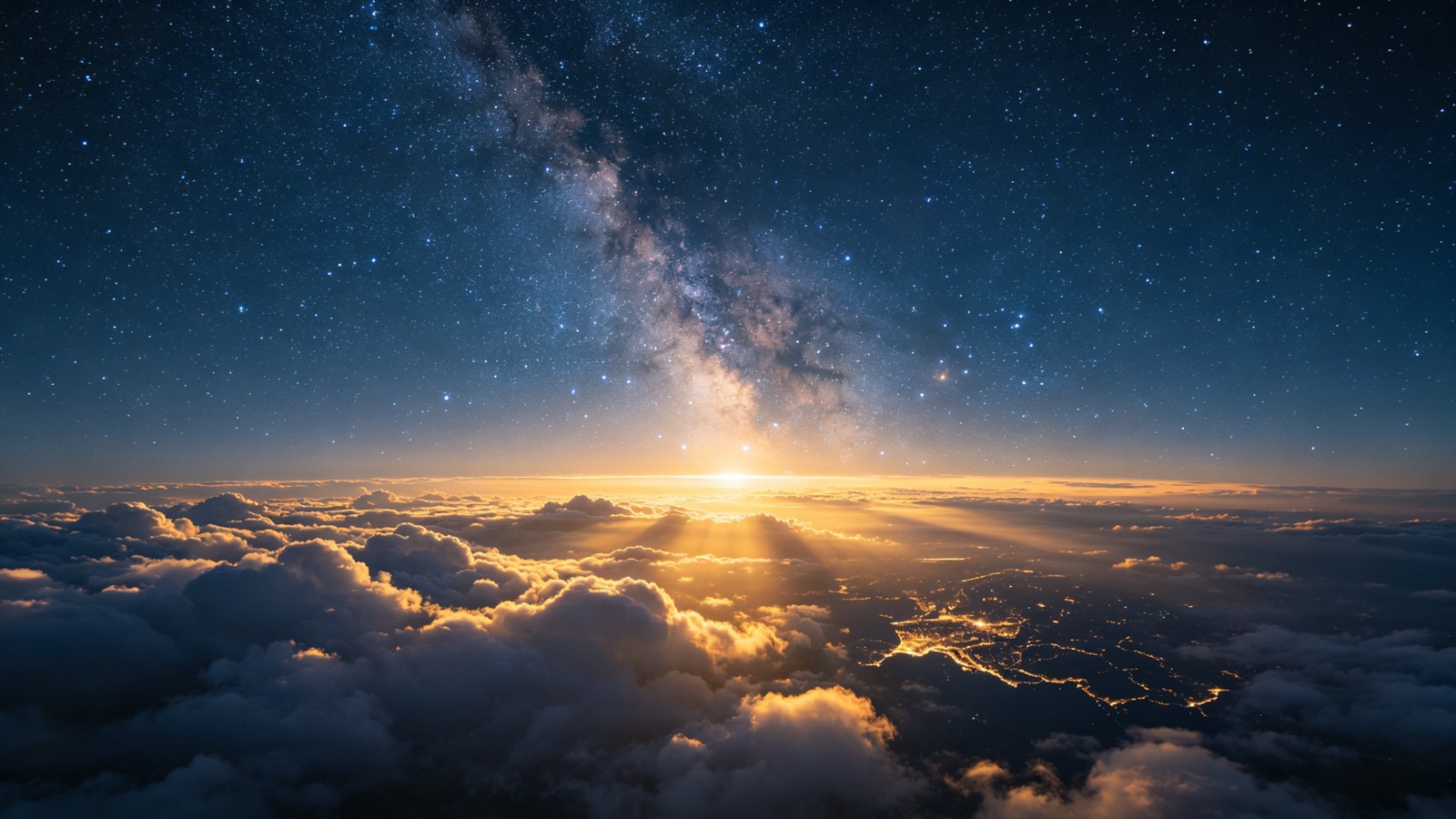 云海星空与金色晨光